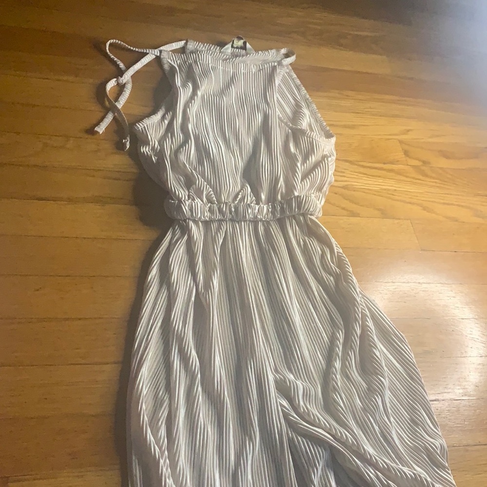 Silky ivory pleated jumpsuit
